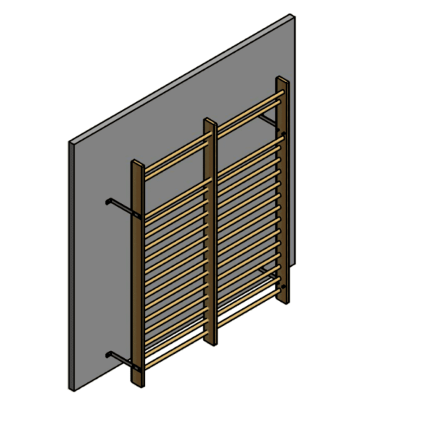 Permanently fixed double wall bars (200 cm), height: 260 cm with installation accessories