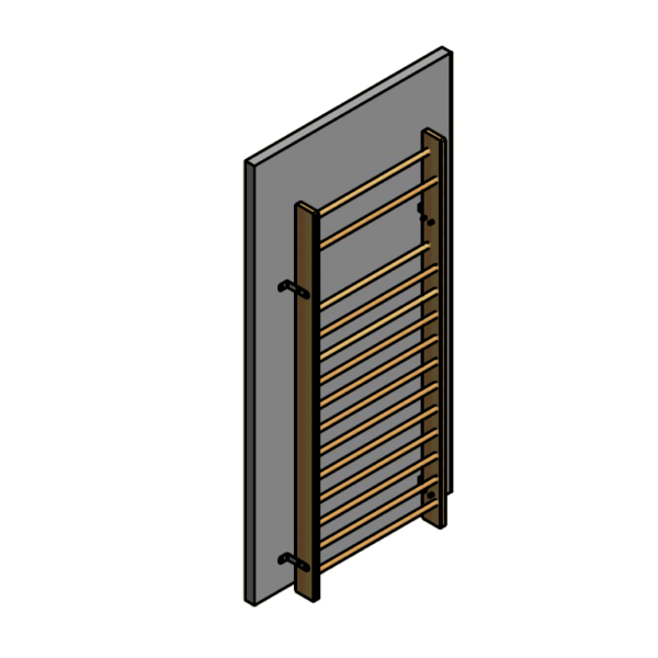 Permanently fixed single wall bars (100 cm), height: 260 cm with installation accessories