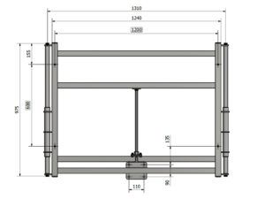 Height adjustment mechanism, manual, for 180×105 cm MDF backboards