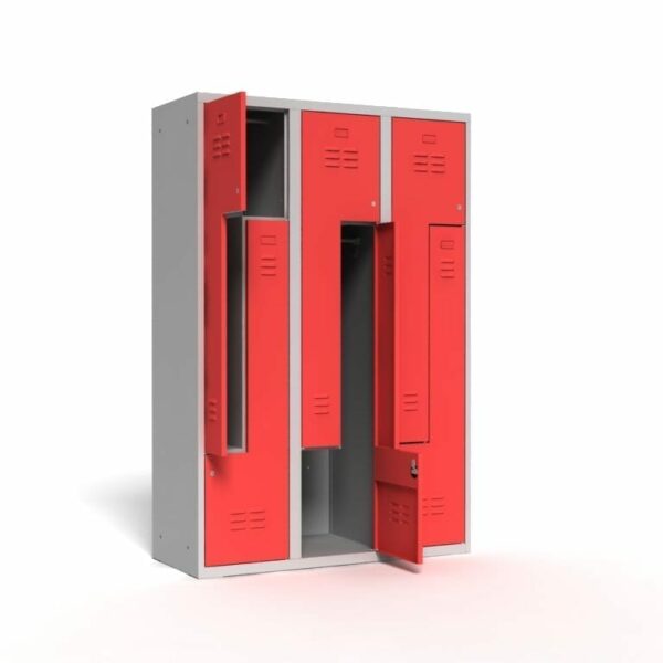 6-compartments "L" shaped wardrobe locker, width 1200