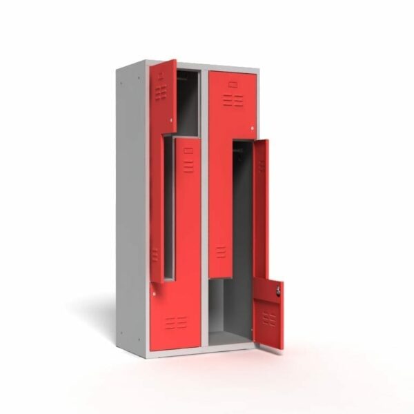 4-compartments "L" shaped wardrobe locker, width 800