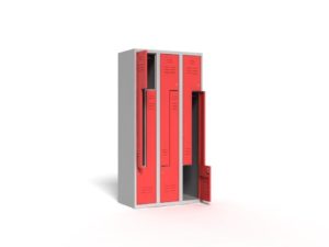 6-compartments "L" shaped wardrobe locker, width 900