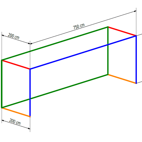 Nets for 7,32×2,44 m goal PP 5 mm (depth 2/2 m)