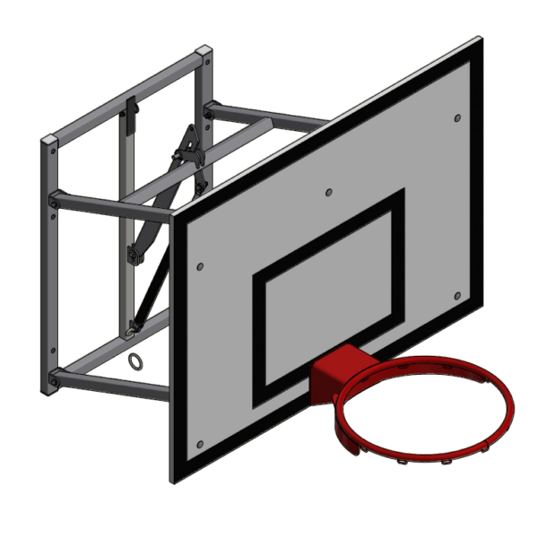 Konstrukcja do koszykówki montowana na ścianie na sprężynach gazowych 80 cm